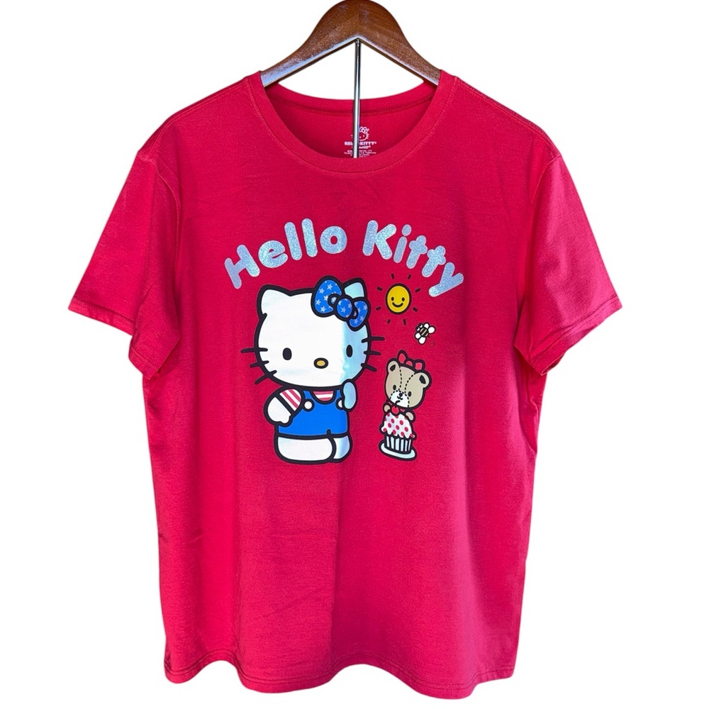 Saniro Hello Kitty Short Sleeve Crew Neck Tee Red Adult Size Large